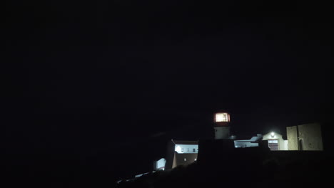 Faro-De-Cabo-San-Vicente-Con-Lente-Giratoria-En-La-Noche-Portugal
